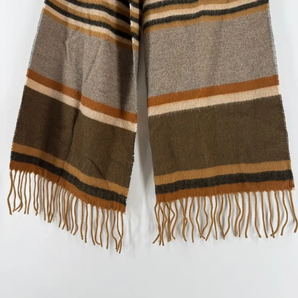 V.FRAAS CASHMINK Scarf Striped Brown Beige 53x10.5